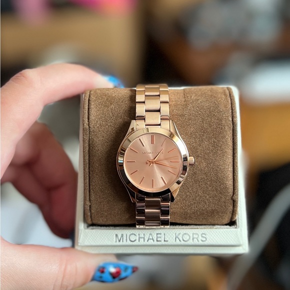Michael Kors Slim Runway Chronograph Quartz Rose Gold Watch MK3513 - Picture 2 of 14